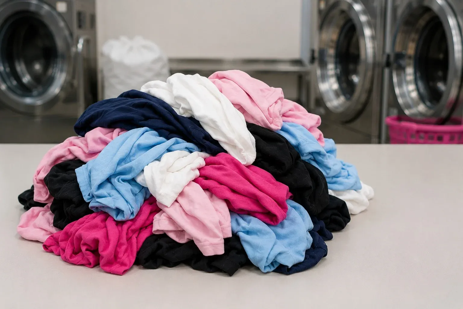 Unsorted pile of dirty laundry before our service in Bahrain